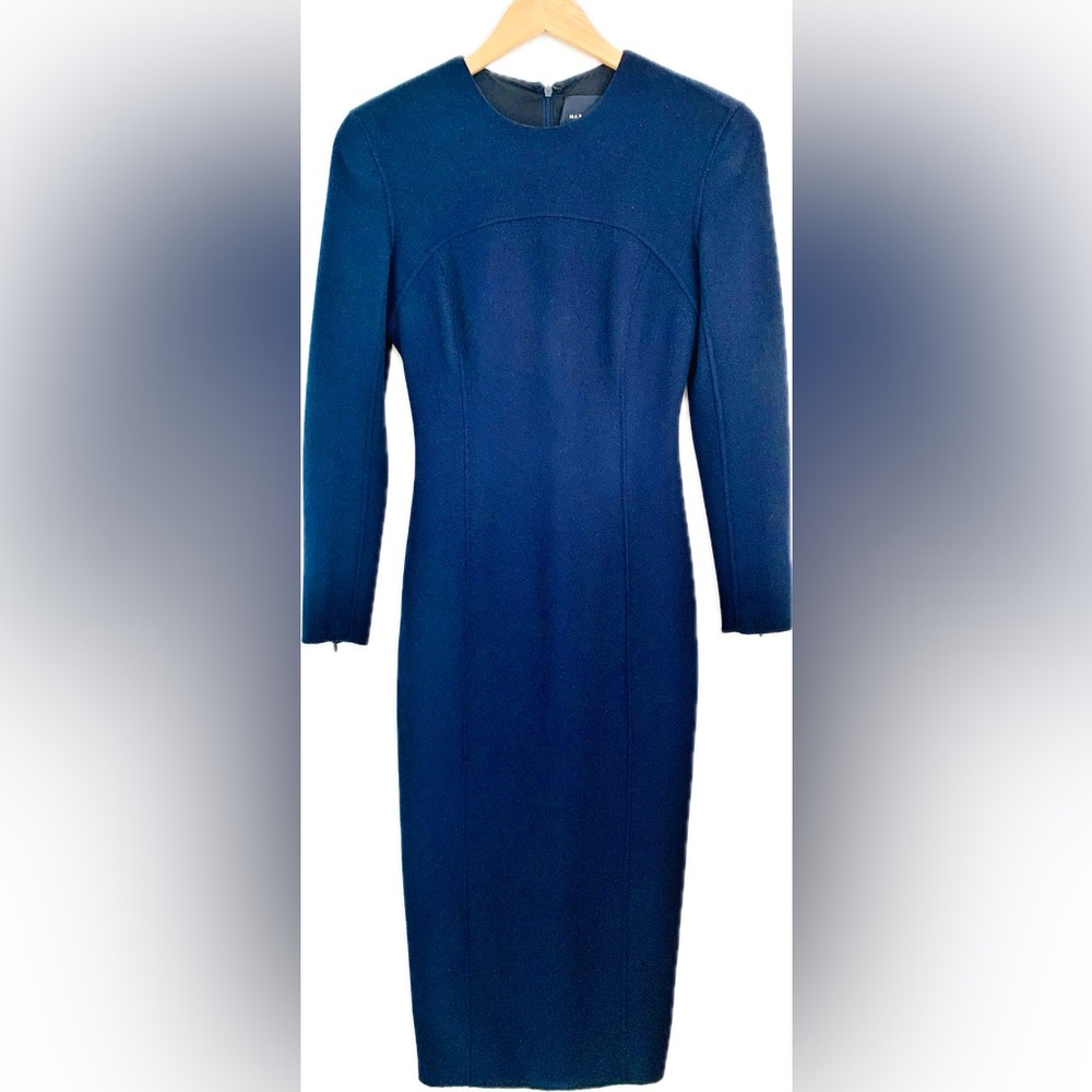 Massimo Dutti Wool Sheath Midi Dress